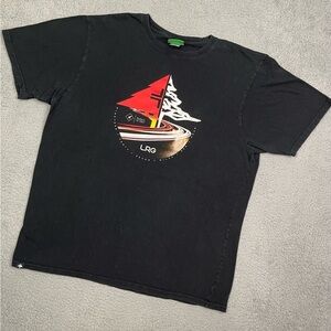 LRG Black Tee with Red and White Graphic